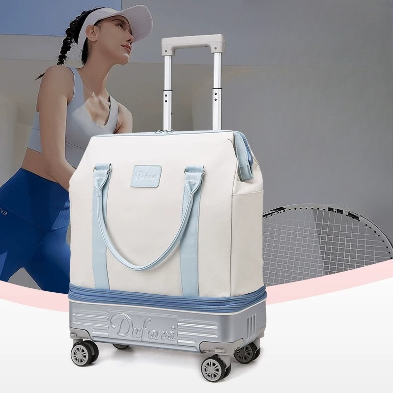Foldable Wheeled Duffel Bag, L - Foldable Rolling Luggage Bag ulasan dan harga
