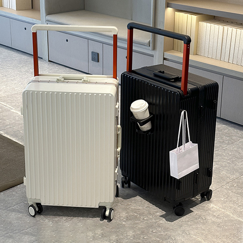 New Wide Handle Suitcase on Wh - Aluminum Frame Carry On Luggage ulasan dan harga