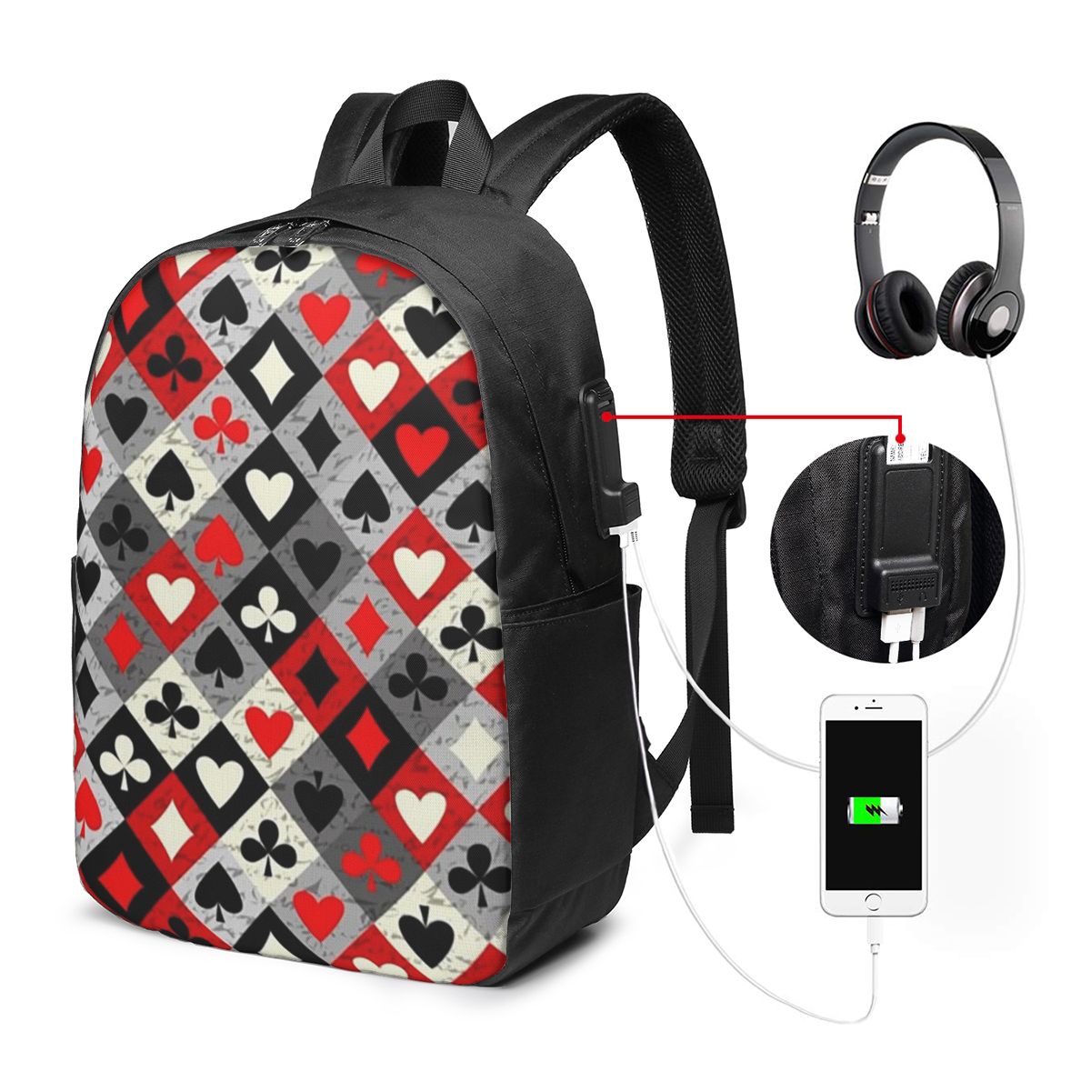 Playing Cards Poker Print Back - Backpacks ulasan dan harga