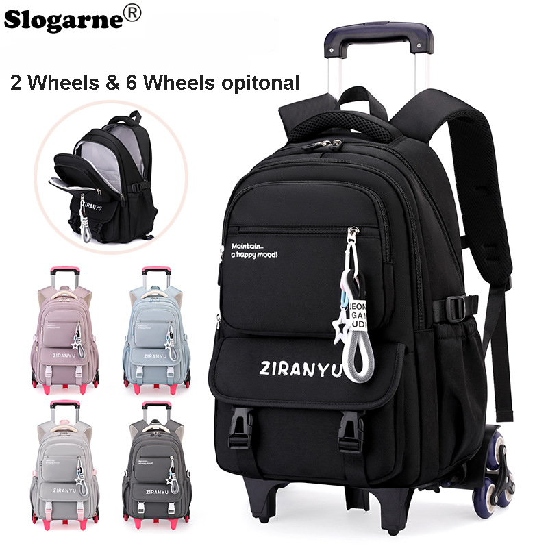 Students Trolley Backpack Kids - Foldable Rolling Luggage Bag ulasan dan harga