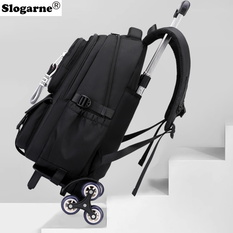 Students Trolley Backpack Kids - Foldable Rolling Luggage Bag ulasan dan harga
