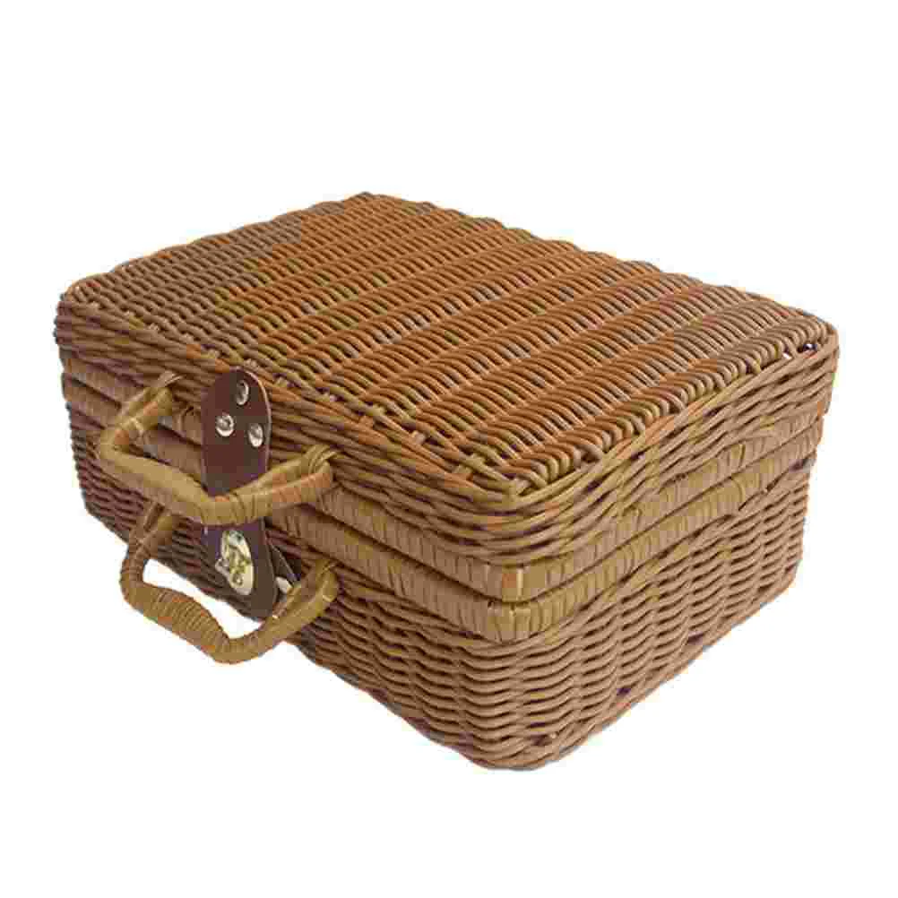 Basket Rattan Wicker Suitcase  - Retro Vintage Trunk Suitcase ulasan dan harga