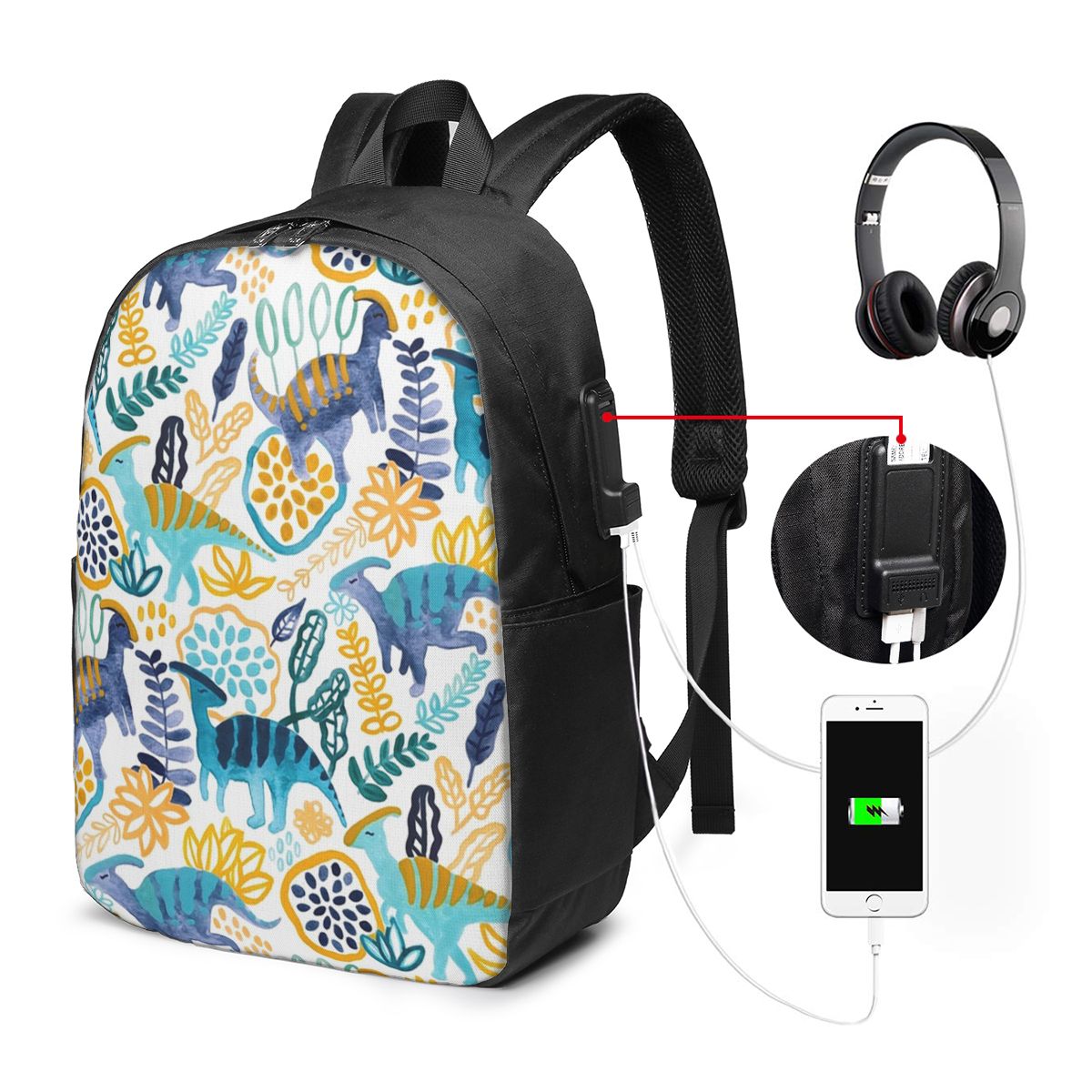 Gouache Parasaurolophuses Back - Backpacks ulasan dan harga